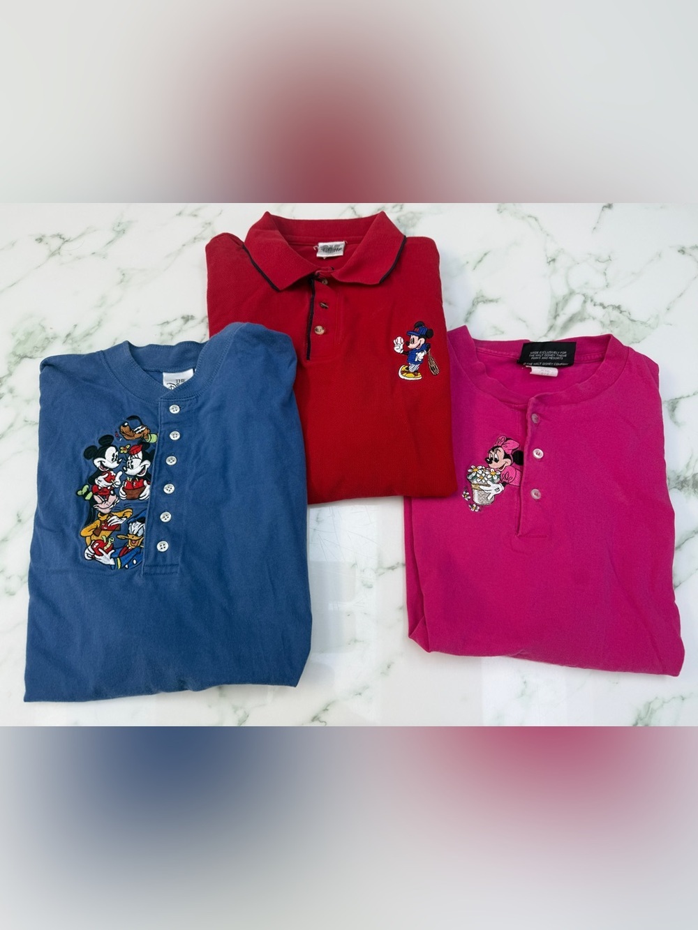 Vintage Disney Bundle: 3 Embroidered Character Shirts (L/XL)